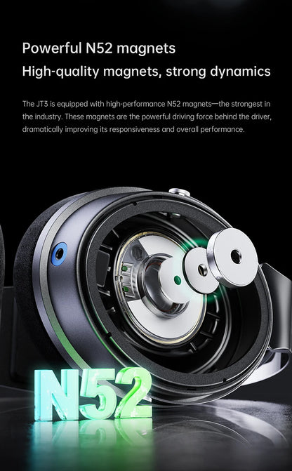 Cuffie over-ear cablate open-back FiiO JT3 con driver dinamico da 50mm HiFi e cavo rimovibile