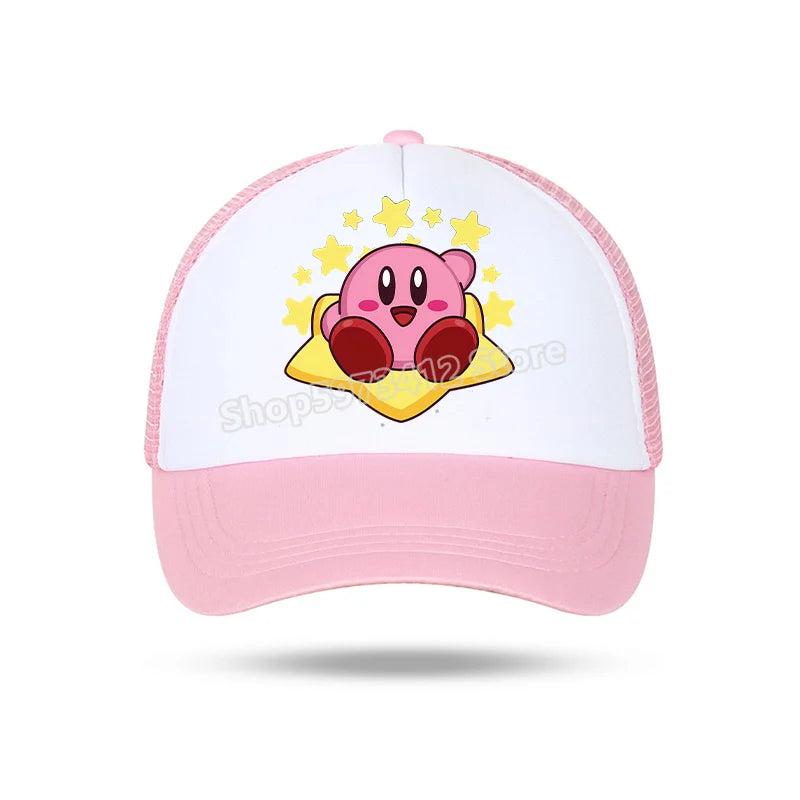 Kirby Summer Baseball Polyester Hats Universal Casual Cap Truck Driver Cartoon Peripheral Items Adult Adjustable Children Action