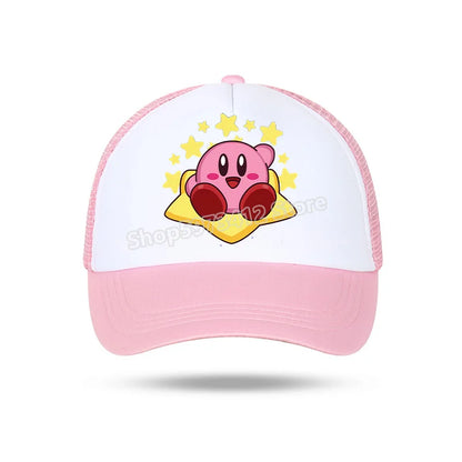 Kirby Summer Baseball Polyester Hats Universal Casual Cap Truck Driver Cartoon Peripheral Items Adult Adjustable Children Action