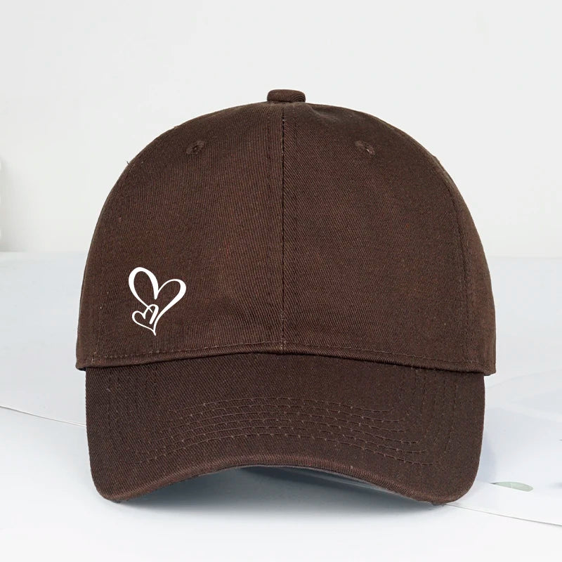 Minimalistinė beisbolo kepurė su dvigubo širdies raštu, moterims ir vyrams, minkšta, reguliuojama, „Dad Hat“ stiliaus, kasdieninė, meilės tematikos, saulės kepurė