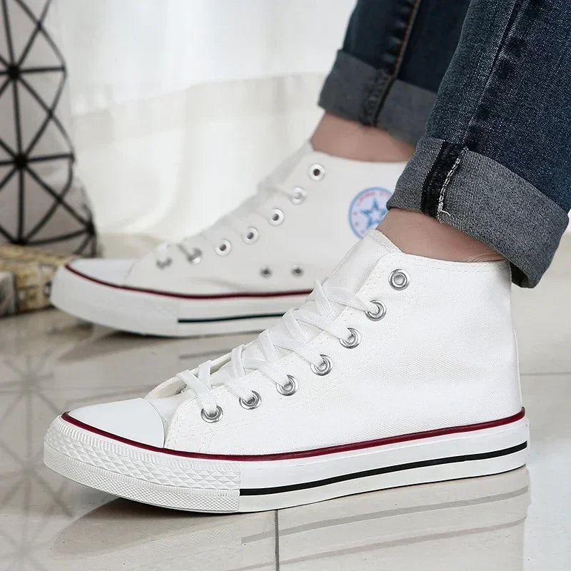 Baskets montantes classiques confortables, chaussures de sport plates, chaussures de marche confortables, mode respirante, toile de loisirs canisée, nouveau