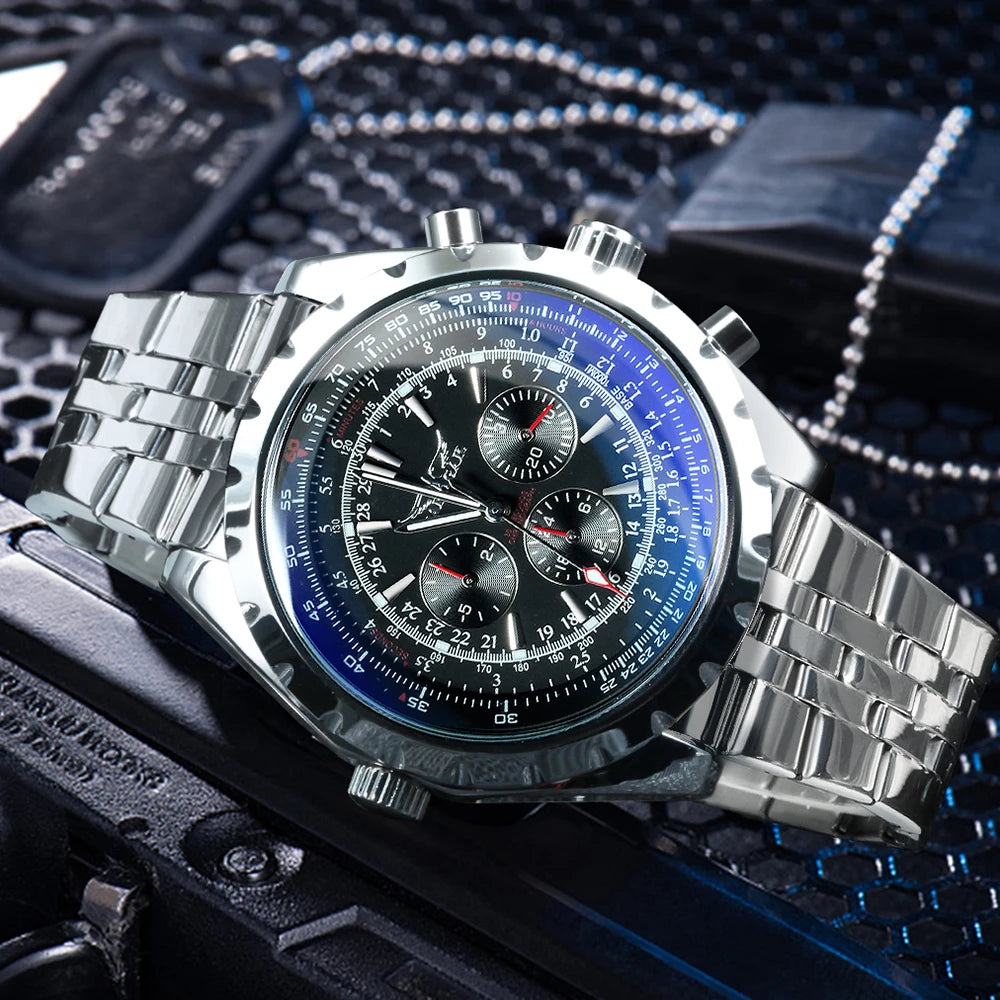 JARAGAR 212 Mechanikus, automata férfi karóra, divatos, üzleti, luxus, heti naptárral ellátott férfi karóra, prémium ajándék, Reloj Hombre