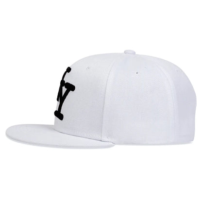 Boné unissexo de beisebol ajustável com bordado de letras, estilo hip-hop, casual, para exterior, primavera/outono, com proteção solar