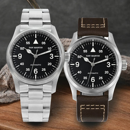 San Martin Men Pilot Watch 37mm Miyota 8215 Fashion Simple Style Military Automatic Mechanical Watches 100m Waterproof BGW-9