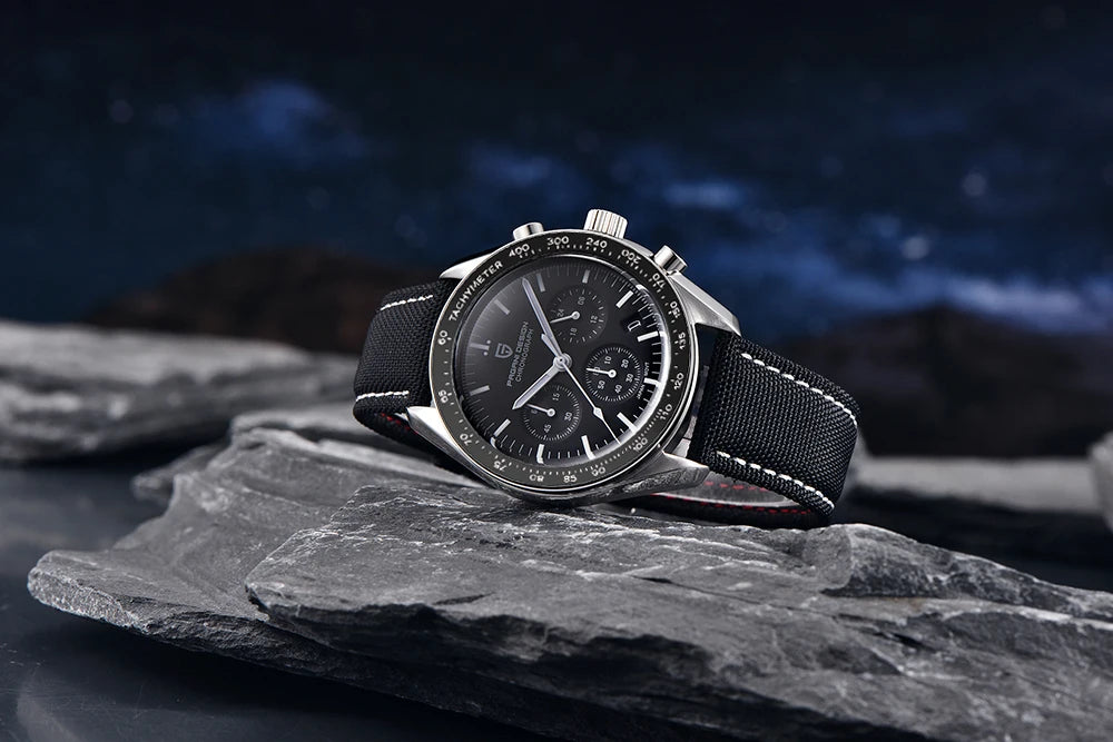 PAGANI DESIGN Moon watch – Luxury quartz chronograph for men, sporty style, sapphire crystal with anti-reflective coating, luminescent display