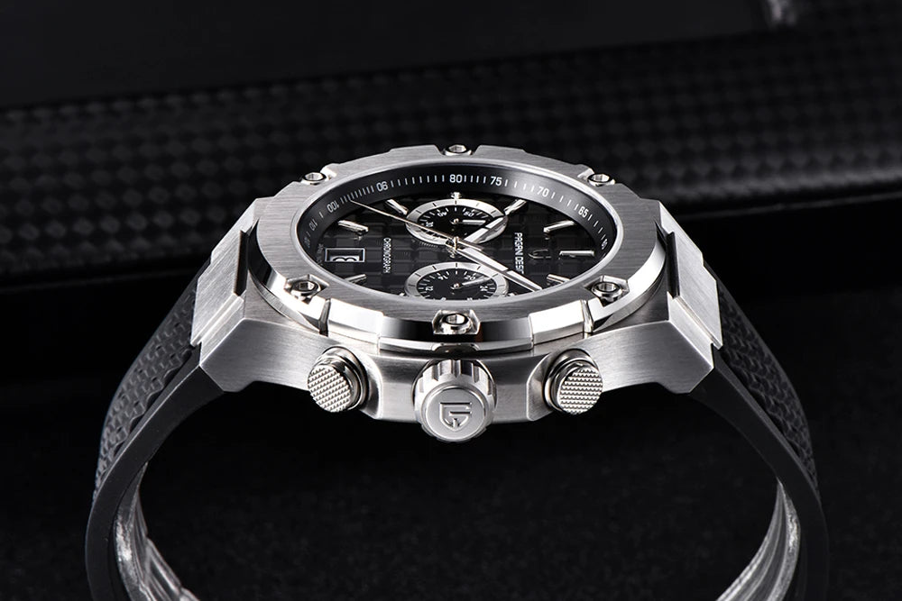 PAGANI DESIGN men’s quartz watches – Luxury sports chronograph, water-resistant, featuring luminescent hands and a sapphire crystal with anti-reflective coating