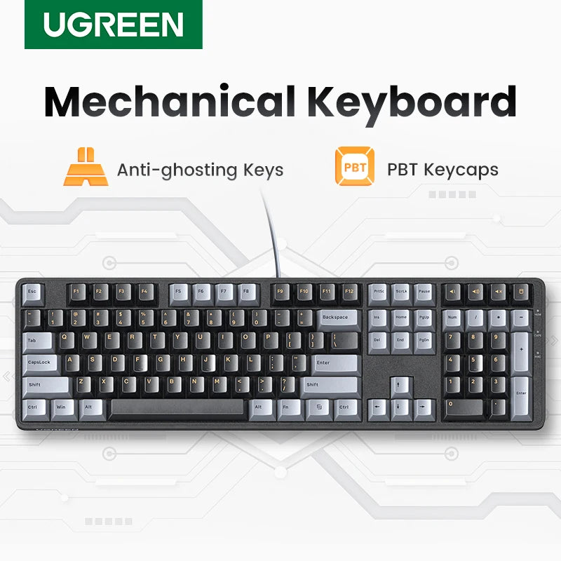Tastiera meccanica UGREEN 108 tasti PBT, cablata, switch rossi, russo/coreano/EN, per desktop laptop Windows Mac OS Gaming