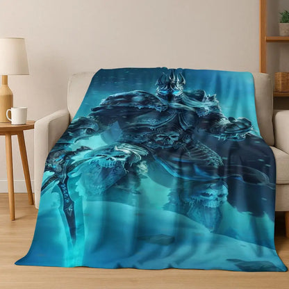 Coperta in flanella WOW World of Warcraft Arthas Demon Illidan Sylvanas, plaid morbido e confortevole per casa, camera da letto, letto, divano, copridivano, idea regalo