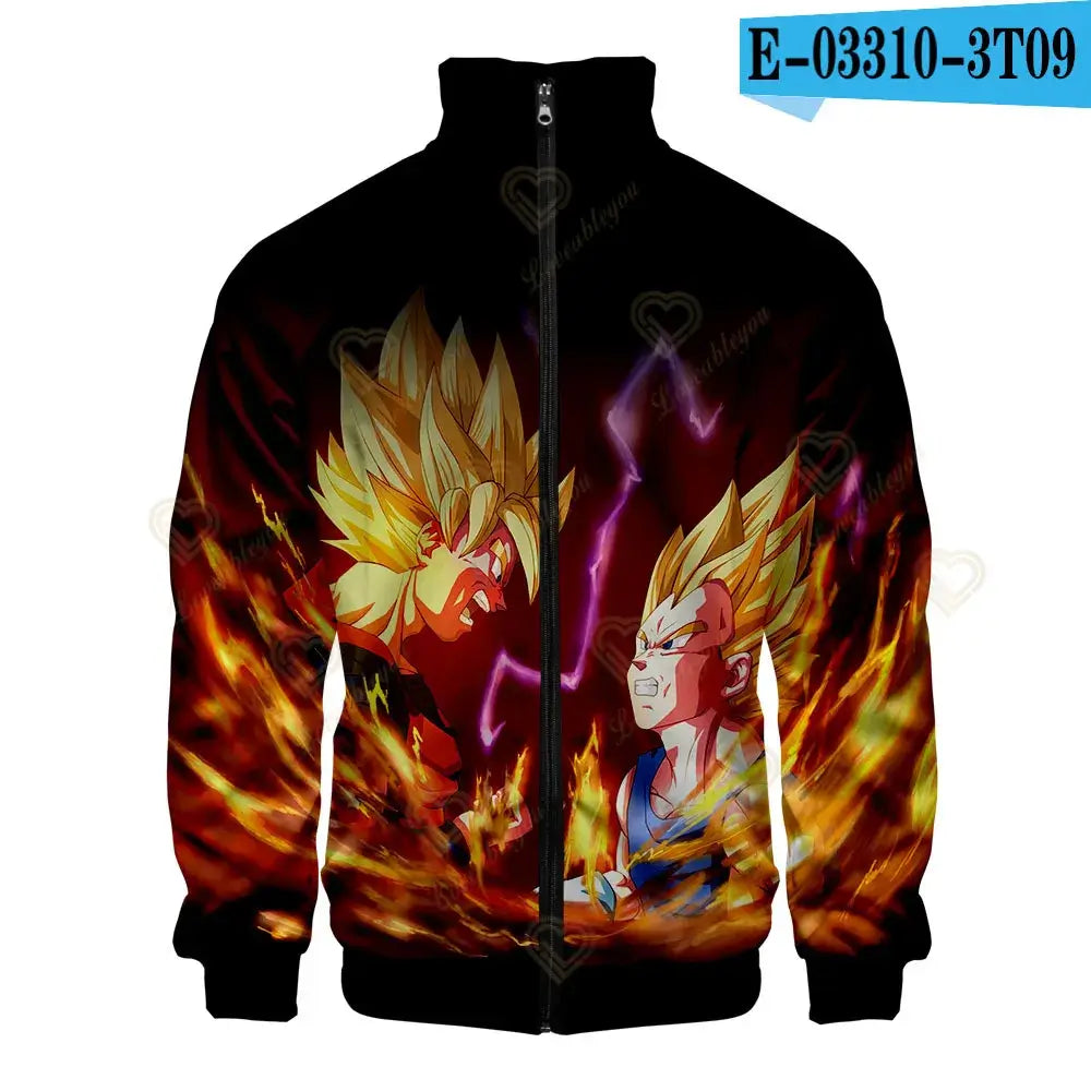 New Fashion Dragon Ball Print Stand Collar Zipper Hoodie Men Women Zipper Hoodies Jackets Long Sleeve Sport Hip Hop Sweatshirts, Produit gaming premium Fraquane