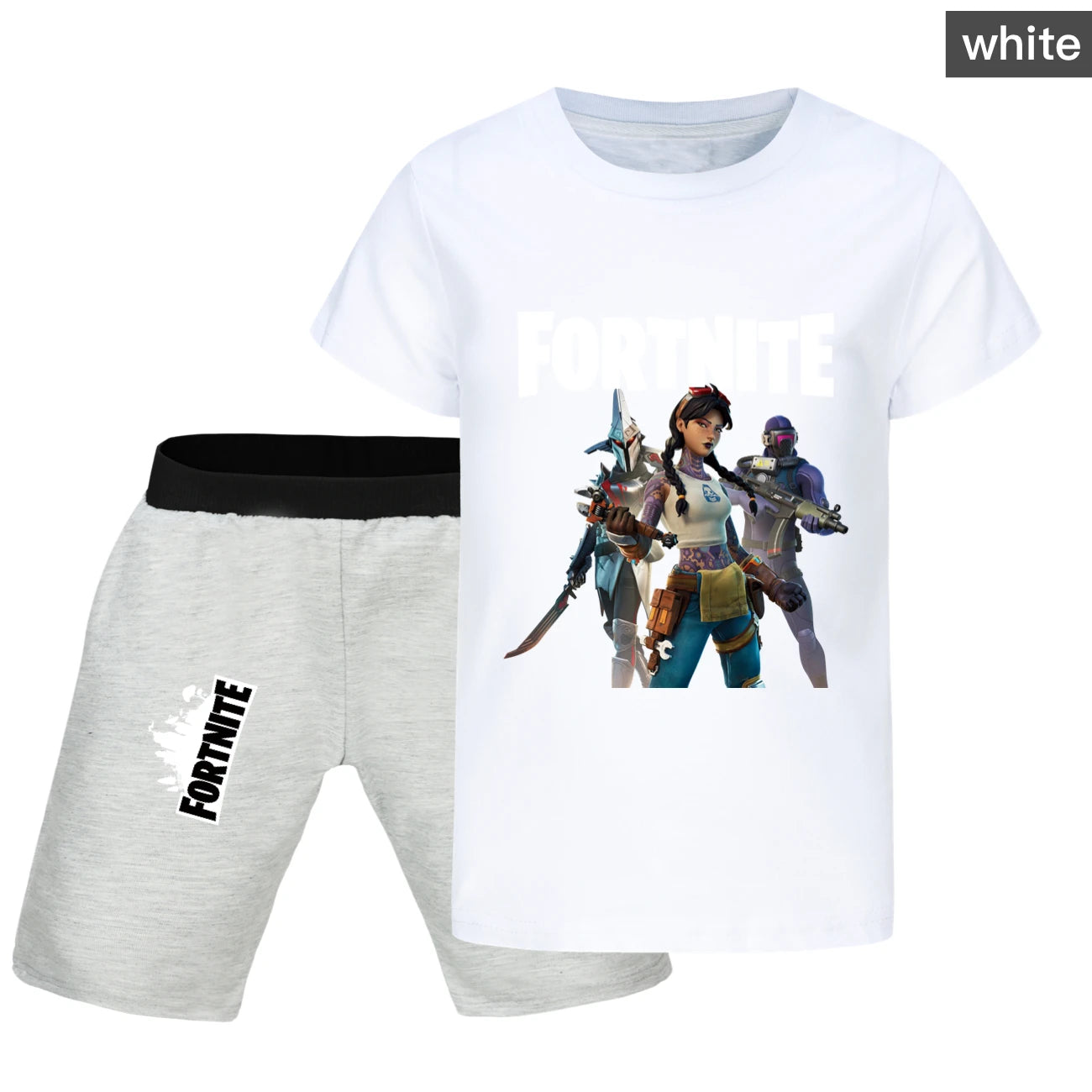 Fortnite Summer Kids Cartoon T-shirts Shorts Two-piece Set Baby Boys Tracksuit Girls Outfits505