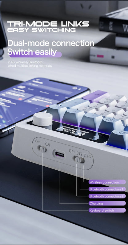XUNFOX TK100 tastiera wireless 2.4 Bluetooth dual-mode gaming silenziosa per ufficio e notebook, universale