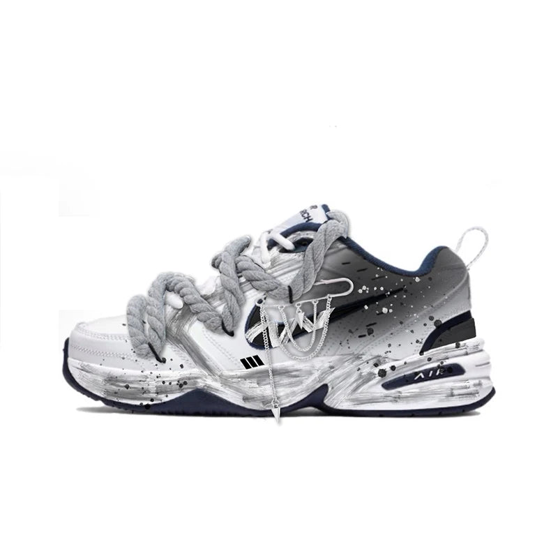 Персонализирани маратонки Nike Air Monarch 4 с деконструктивистичен дизайн с пръски мастило, противоплъзгащи, износоустойчиви, ниски, унисекс маратонки за бягане