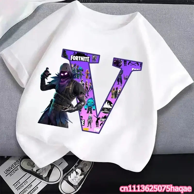 New Fortnites Kids T-shirts Cartoon Letter Graphic T-shirts Boys Girls Summer Casual Sports Short Sleeve Tops Children Clothing