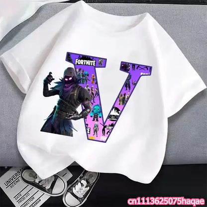 New Fortnites Kids T-shirts Cartoon Letter Graphic T-shirts Boys Girls Summer Casual Sports Short Sleeve Tops Children Clothing
