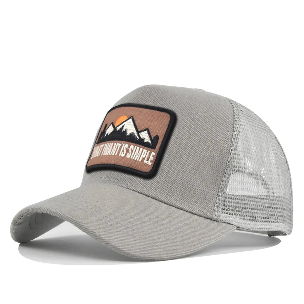 Letter Mesh Breathable Hat Women Men Embroidery Blocking Baseball Cap Sunshade Outdoor Sports Cycling Travel Sun Hat Dad Hat