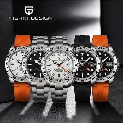 Pagani Design 2026 Nuovo orologio subacqueo da uomo 42mm in zaffiro, automatico meccanico GMT, impermeabile 100m PD1682