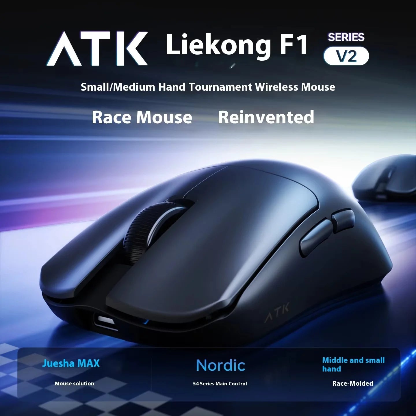 Bezdrátová herní myš ATK F1 V2 Ultra MAX Tri-mode PAW3950 Double 8k, lehká ergonomická e-sportovní myš, vlastní PC příslušenství