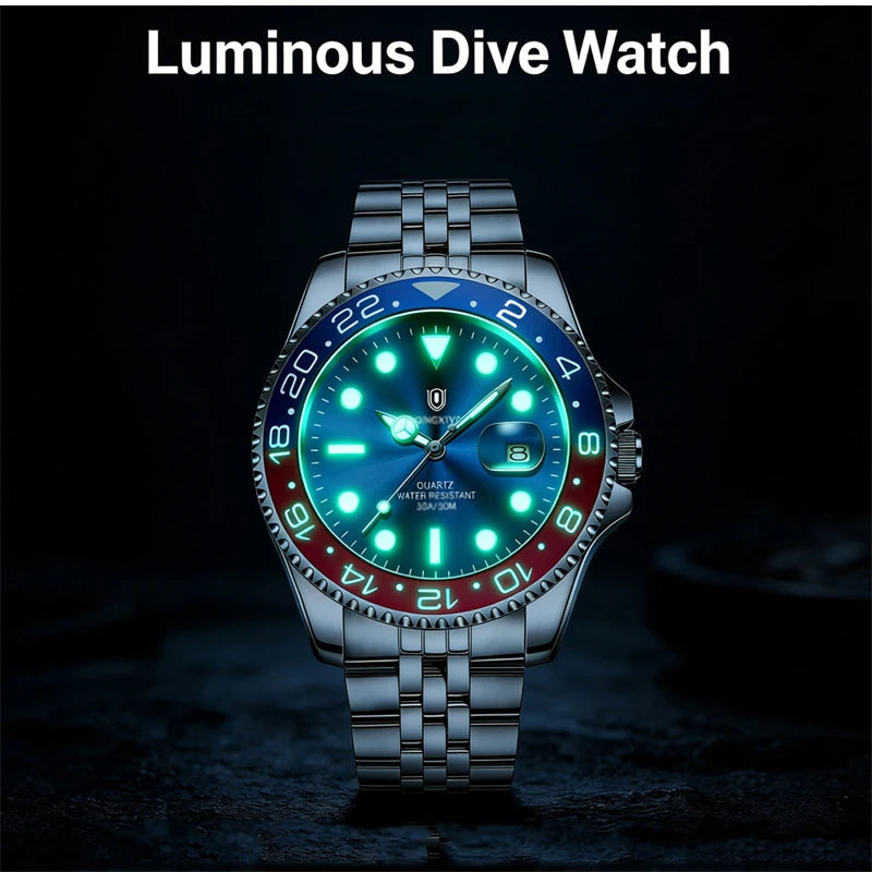 2026 New QINGXIYA Luxury Men Quartz Watches Stainless Steel Waterproof Luminous Date Watch Top Brand Men Wristwatch reloj hombre