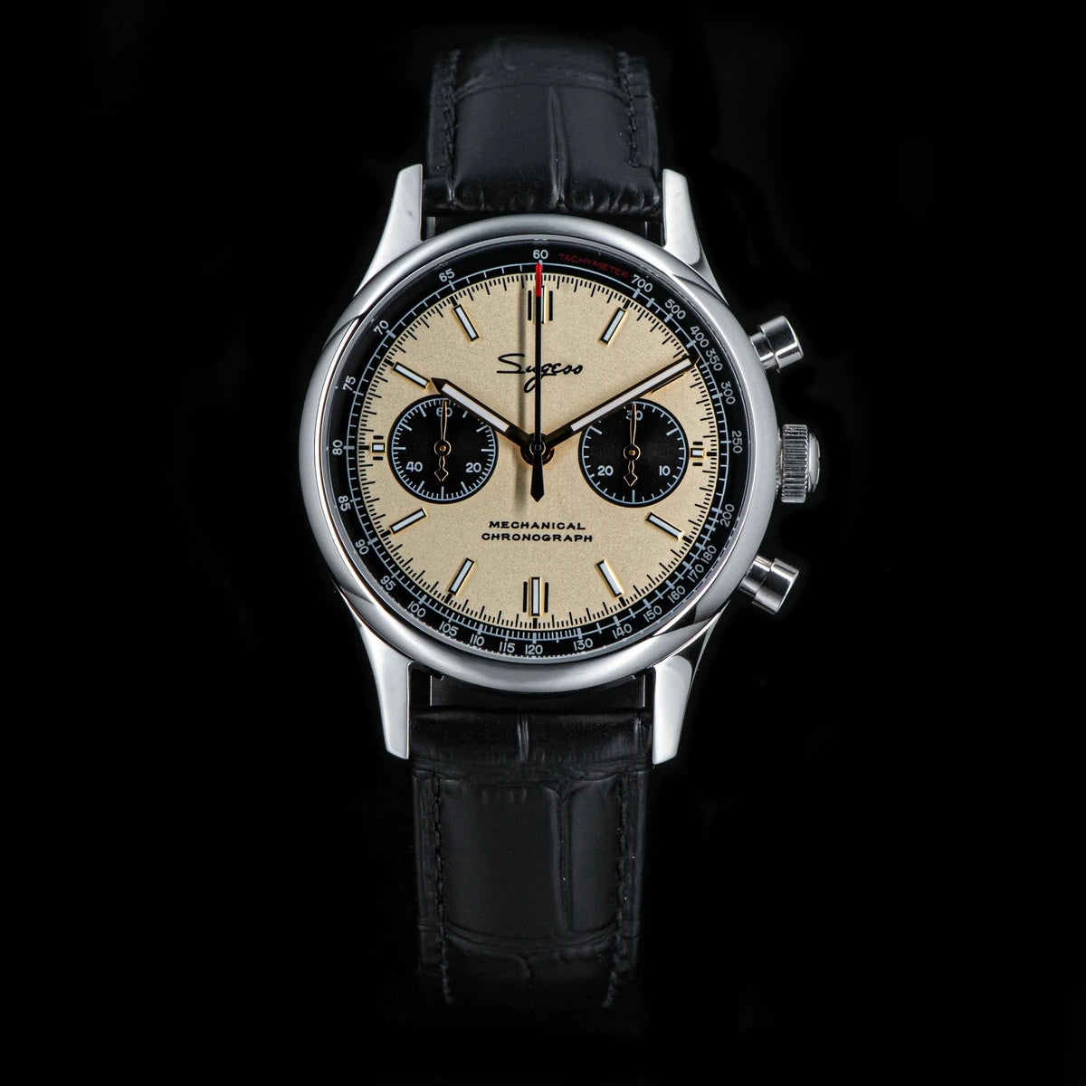 40mm Men's Army Watch 1963 Pilot Mechanical Sugess Panda Wristwatch Sapphire Air Force Watch Chronograph Official ST1901 Movement