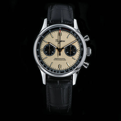 40mm Men's Army Watch 1963 Pilot Mechanical Sugess Panda Wristwatch Sapphire Air Force Watch Chronograph Official ST1901 Movement