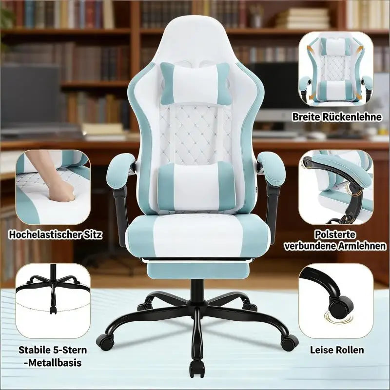Ergonomic Gaming Chair for Home Office, Breathable Fabric Office Chair with 360° Swivel Wheels, Adjustable Height Computer Desk Chair, Comfortable Gaming & Office Chair