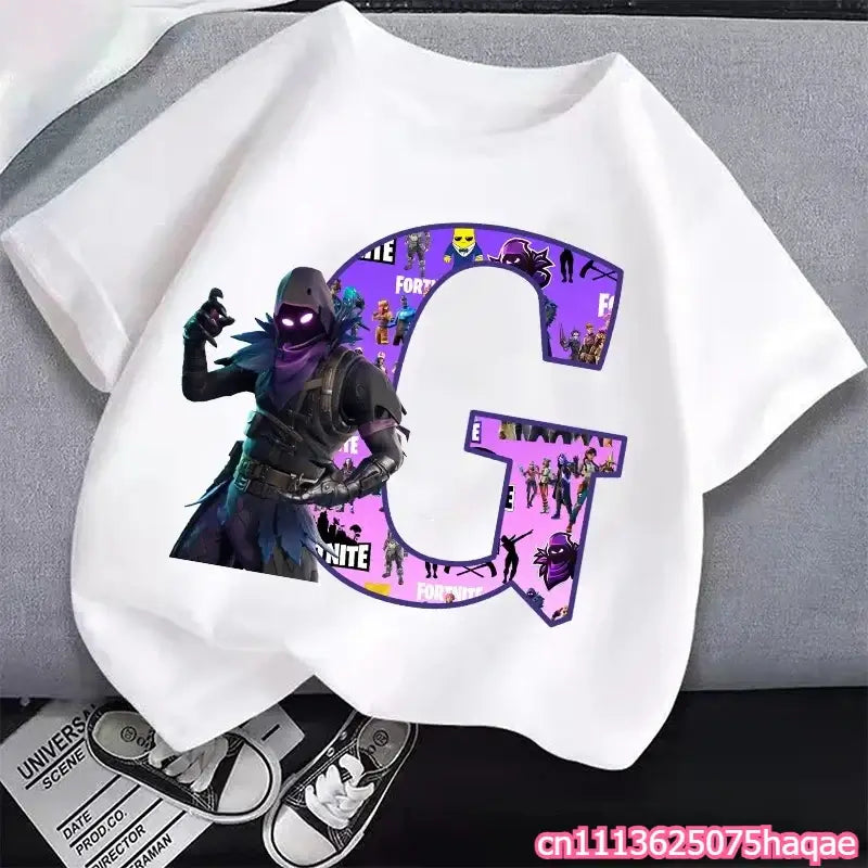 New Fortnites Kids T-shirts Cartoon Letter Graphic T-shirts Boys Girls Summer Casual Sports Short Sleeve Tops Children Clothing