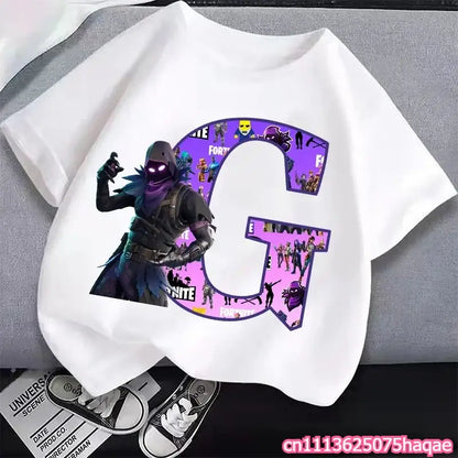New Fortnites Kids T-shirts Cartoon Letter Graphic T-shirts Boys Girls Summer Casual Sports Short Sleeve Tops Children Clothing