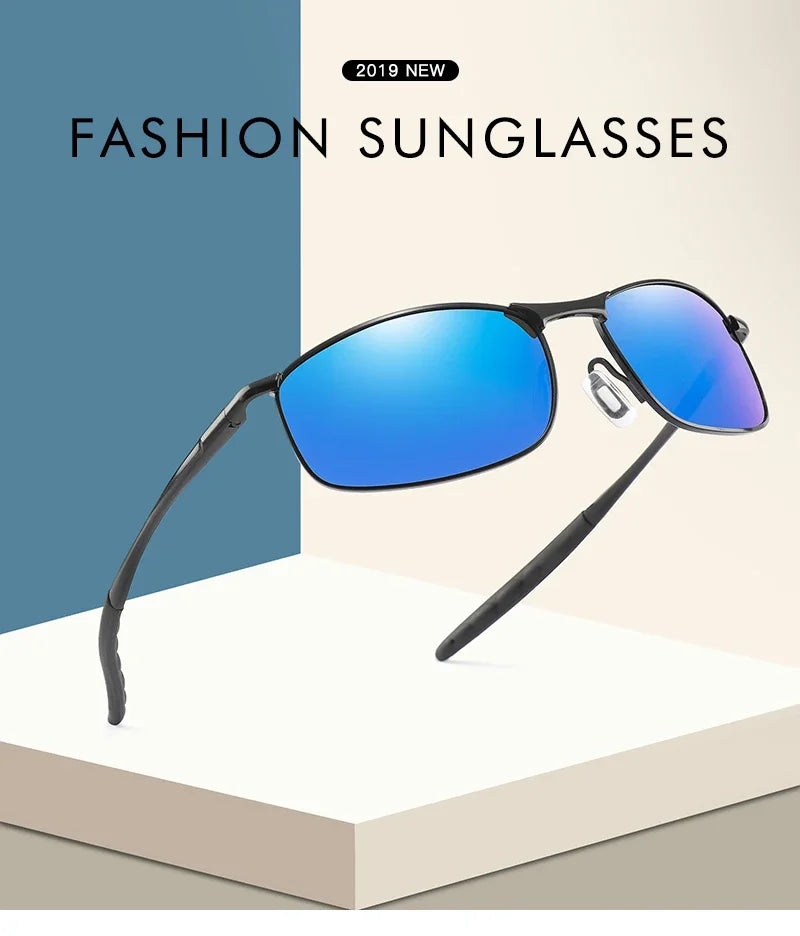 Photochromic Men Polarized Sunglasses Male Metal Square Glasses Driving Sun Glasses UV400 Outdoor Sports Cycling Goggles