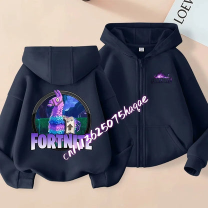 New Fortnite Child Zip-Up Hoodie Cartoon Anime Hoodies Casual Breathable Kids Boys Coat Jackets 2026 Spring Children Clothing