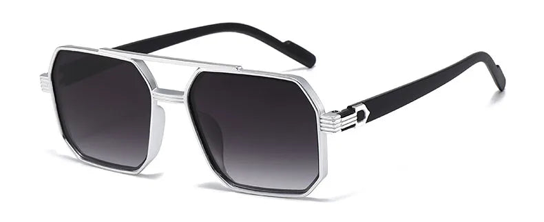 Trendy Women Luxury Polygonal Sunglasses Double Beam Men Metal Sunglass Outdoor Driving Shade Unisex