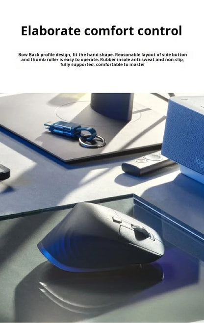 Mouse Logitech MX Master 3S wireless Bluetooth Softtone per ufficio, mouse ergonomico professionale per ufficio