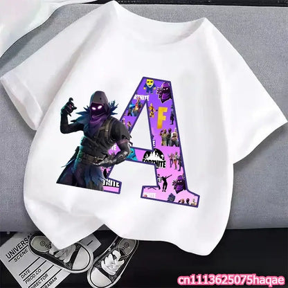 New Fortnites Kids T-shirts Cartoon Letter Graphic T-shirts Boys Girls Summer Casual Sports Short Sleeve Tops Children Clothing