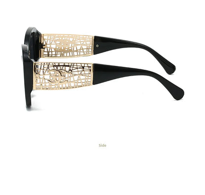 Hot Designer Fashion Women's Sunglasses Premium Retro Sunglasses Large Frame Metal Toad Glasses