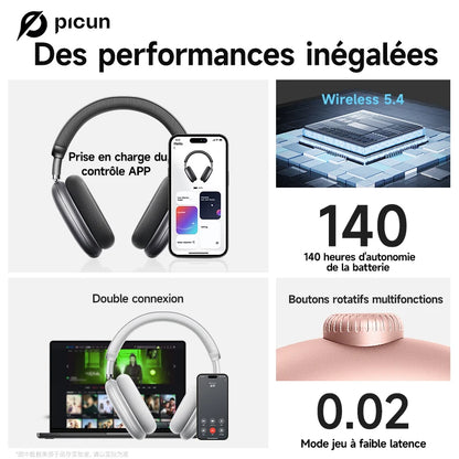 Auscultadores Sem Fios Picun F8 Pro ANC com Seguimento da Cabeça, Áudio Espacial 3D, ANC -52dB, Auscultadores Bluetooth HIFI com Microfone HD ENC, Baixa Latência e APP