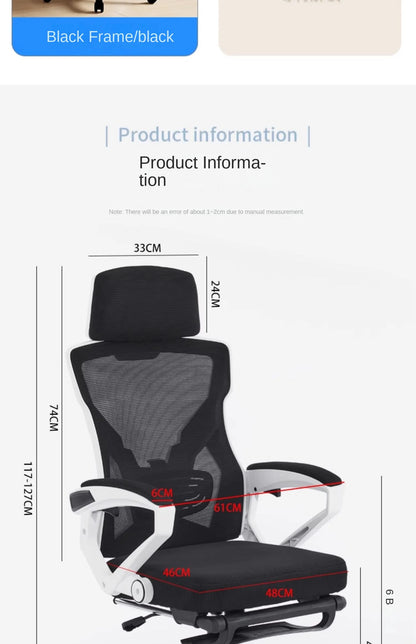 Scaun ergonomic rabatabil, scaun de birou confortabil, scaun de calculator pentru casă, cămin studențesc, scaun de gaming cu suport pentru picioare