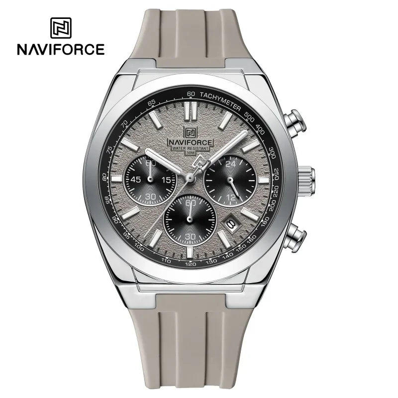 NAVIFORCE men’s wristwatch – Luxury and sporty style, quartz movement, 24-hour display, date window, chronograph, water-resistant – Gift idea for men