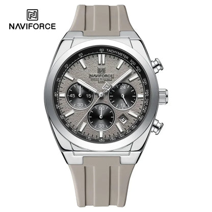 NAVIFORCE men’s wristwatch – Luxury and sporty style, quartz movement, 24-hour display, date window, chronograph, water-resistant – Gift idea for men