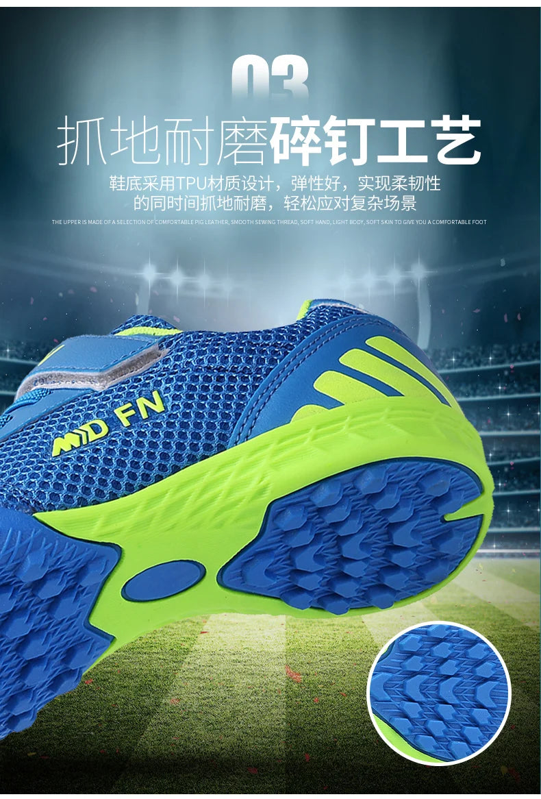 Stylish and Comfortable Boys' and Girls' Training Game Sneakers for Indoor and Outdoor Lawn, Youth Student Soccer Shoes Sizes 29-39