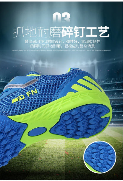 Stylish and Comfortable Boys' and Girls' Training Game Sneakers for Indoor and Outdoor Lawn, Youth Student Soccer Shoes Sizes 29-39