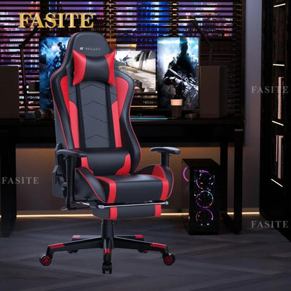 Ergonomic Gaming Chair with Footrest, Bluetooth Speakers, Reclining Computer Desk Chair, Adjustable Height Video Game Chair for Office