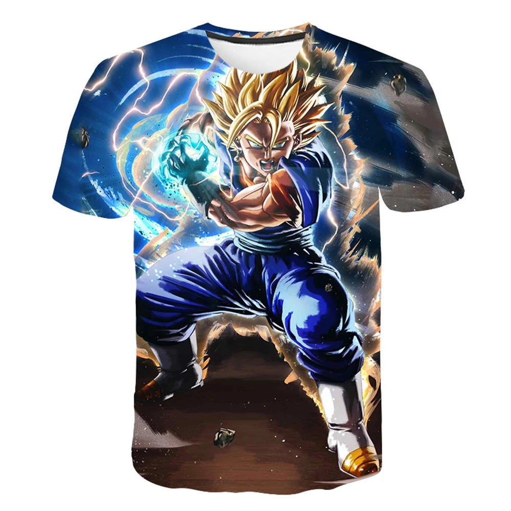 Koszulka Dragon Ball dla dzieci i dorosłych – koszulka z postacią z anime Son Goku w wersji Super Saiyan – koszulka dla chłopców – odzież dziecięca – letnie koszulki