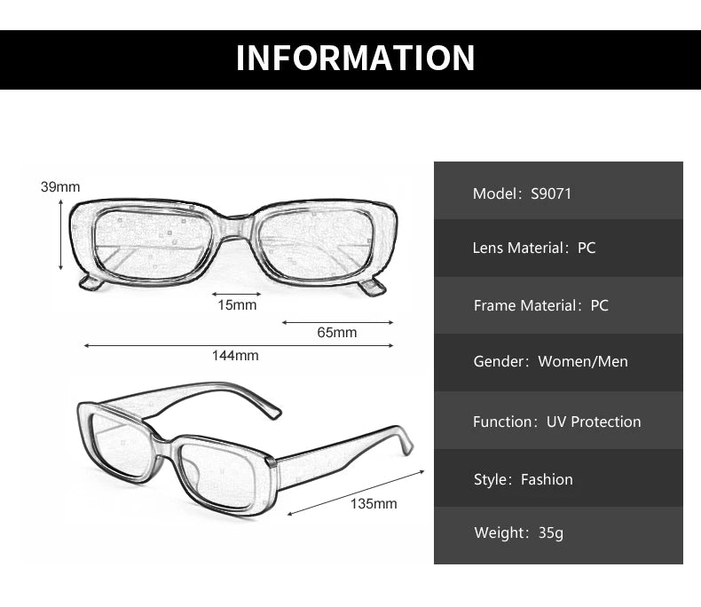 Square Sunglasses Men Rectangle Brand Designer Small Sun Glasses Male Retro Black Lens Driving Fishing Oculos UV400