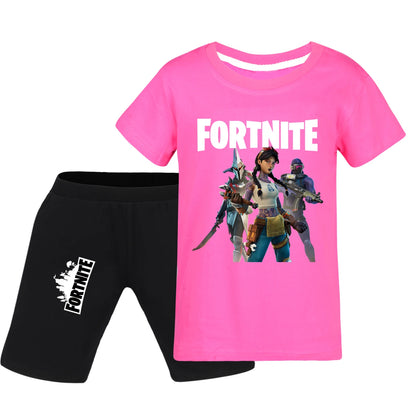 Fortnite Summer Kids Cartoon T-shirts Shorts Two-piece Set Baby Boys Tracksuit Girls Outfits505