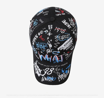 Cappellino da baseball unisex in cotone con graffiti, stampa snapback hip hop alla moda per donna e uomo