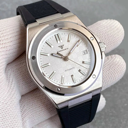 Tandorio New Black Luxury Business Engineer Style Men's Mechanical Watch Sapphire Glass 100m Waterproof NH35A Automatic Watches