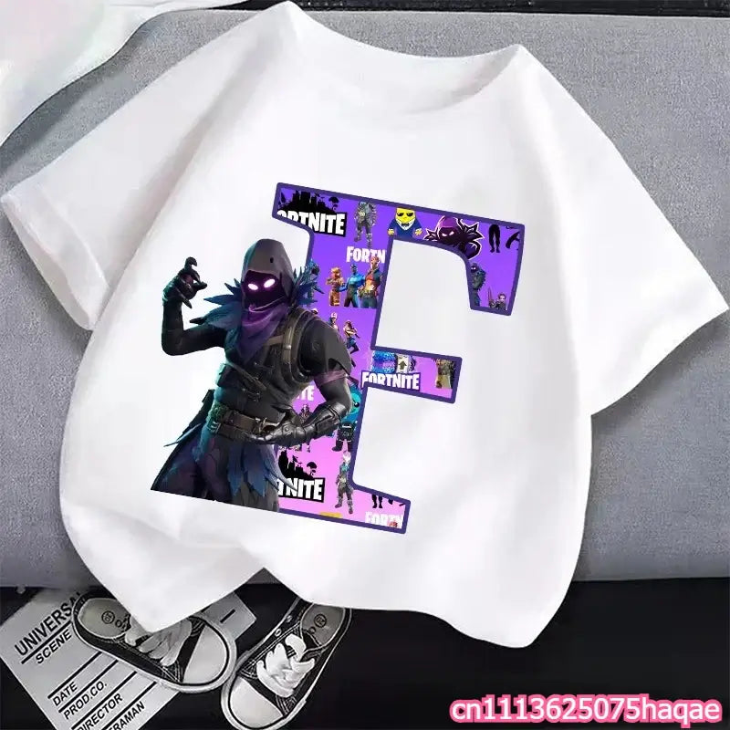 New Fortnites Kids T-shirts Cartoon Letter Graphic T-shirts Boys Girls Summer Casual Sports Short Sleeve Tops Children Clothing