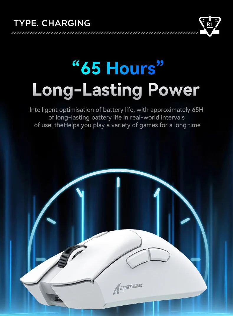 Attack Shark R1 Lightweight Bluetooth 2.4G Wireless Gaming Mouse PAW3311 18000DPI Ergonomic Macro Mice