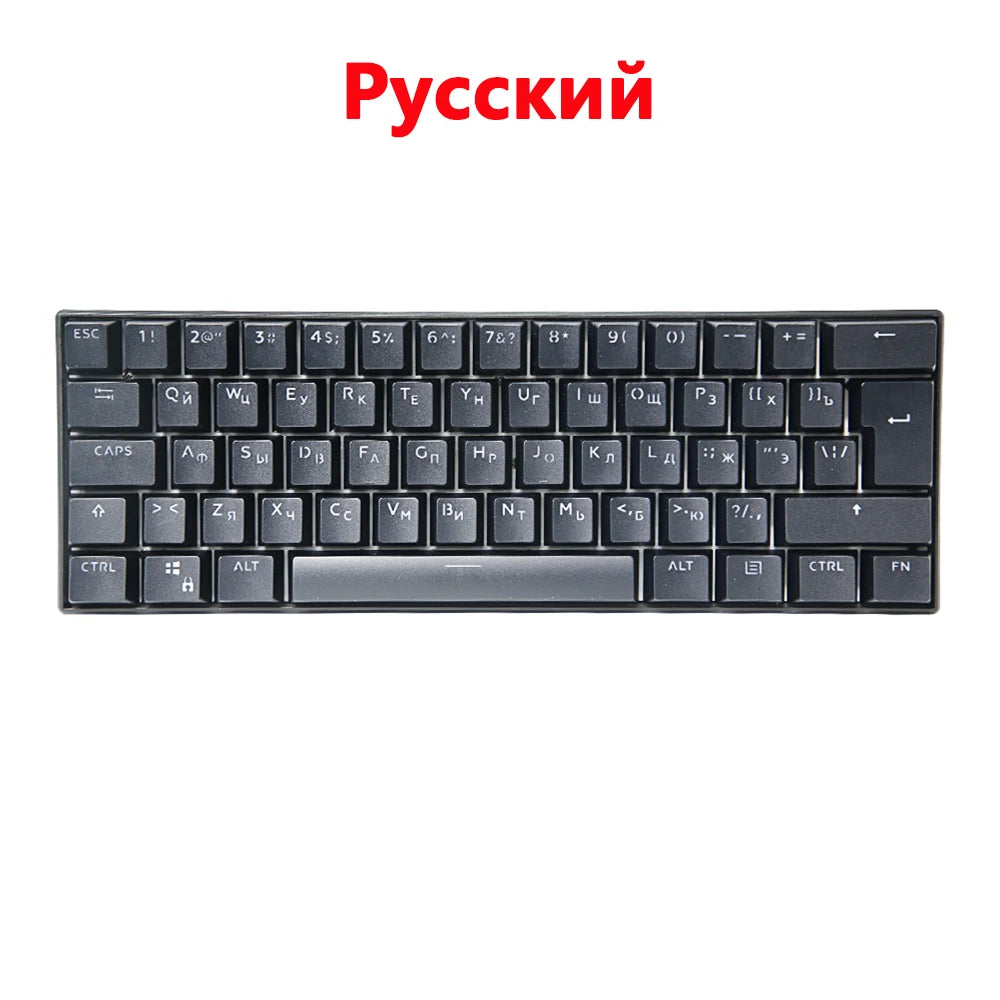 UYIQ YQ62 62 Keys Russian Mechanical Keyboard 60% Mini Portable Color Backlit Wired Gaming Keyboard for Travel Office PC Desktop