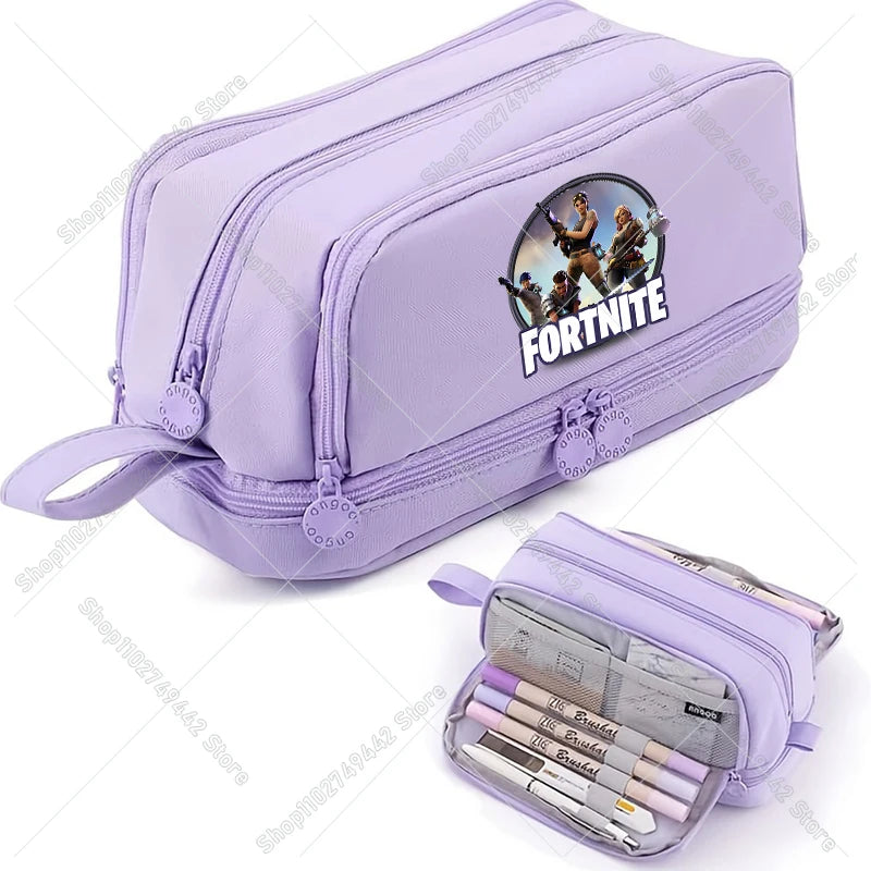 Žaidimų ir anime stiliaus Fortnites mokinio penalas, mielas penalas berniukams ir mergaitėms, didelės talpos nailoninis penalas rašikliams, mokyklinės kanceliarinės prekės vaikams