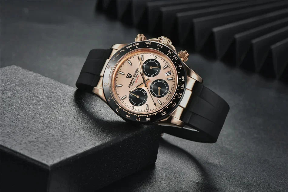 Nuevo original PAGANI DESIGN PD-1664 reloj de pulsera de lujo para hombre con movimiento de cuarzo japonés VK63, cristal de zafiro, cronógrafo impermeable dorado